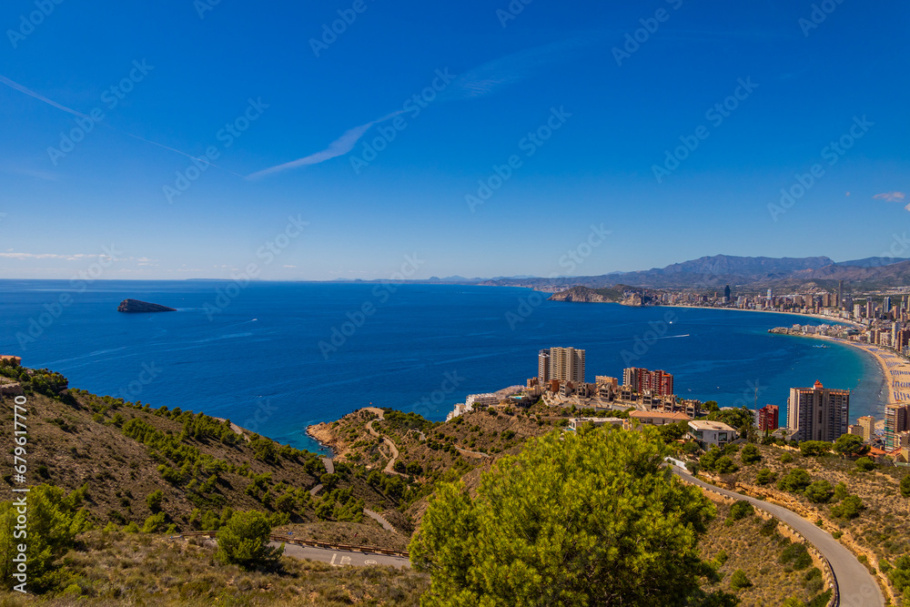  landscape on the Spanish coast near the city of Benidorm on a summer day