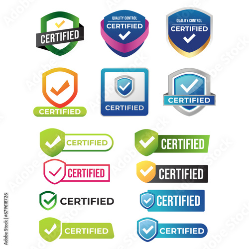 Certified Badge, label, logo Design set collection isolated on white background