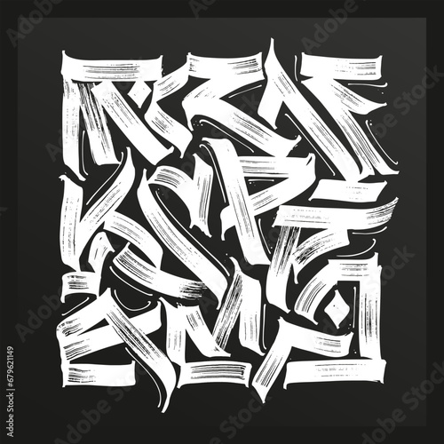 Abstract hand drawn brush line concept, ornamental design composition