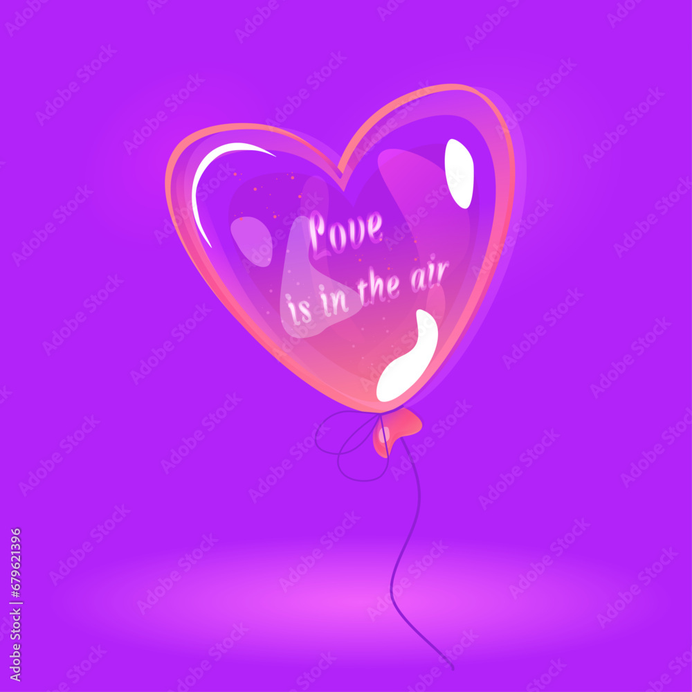 Heart-shaped balloon with the inscription: Love is in the air