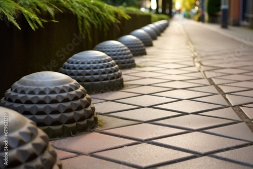 tactile paving truncated domes on a sidewalk photo