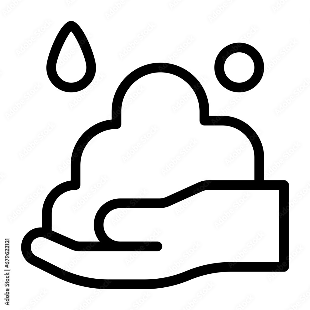soap suds in hand line icon