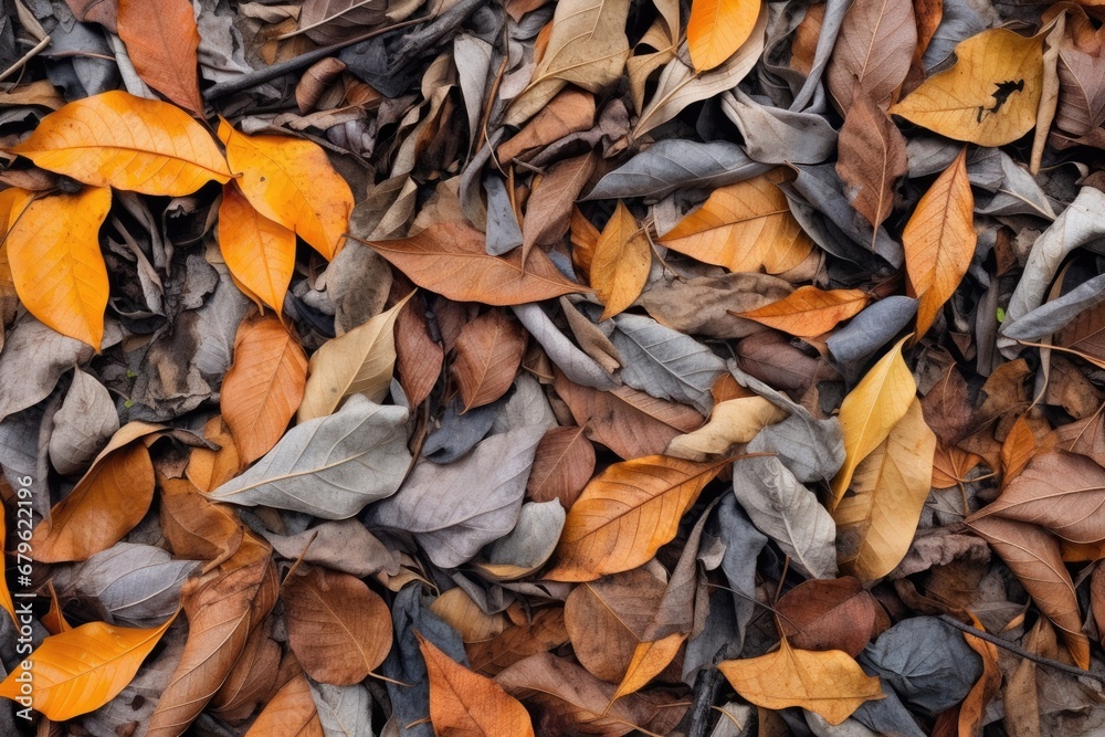 close-up of dried fallen leaves on a forest floor close-up of dried fallen leaves on a forest floor