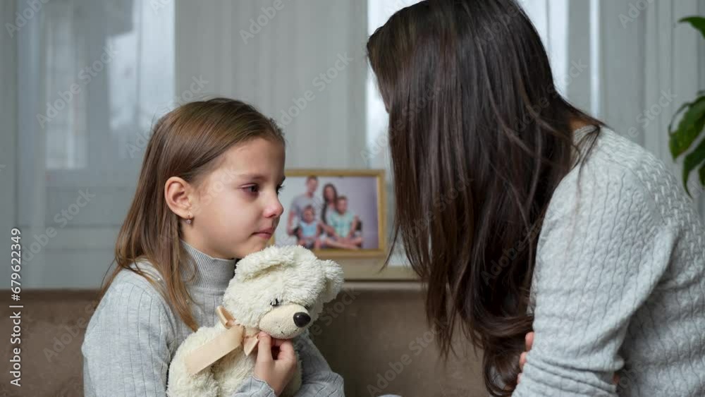 Angry mother scolds a crying daughter Angry mother scolds a crying daughter