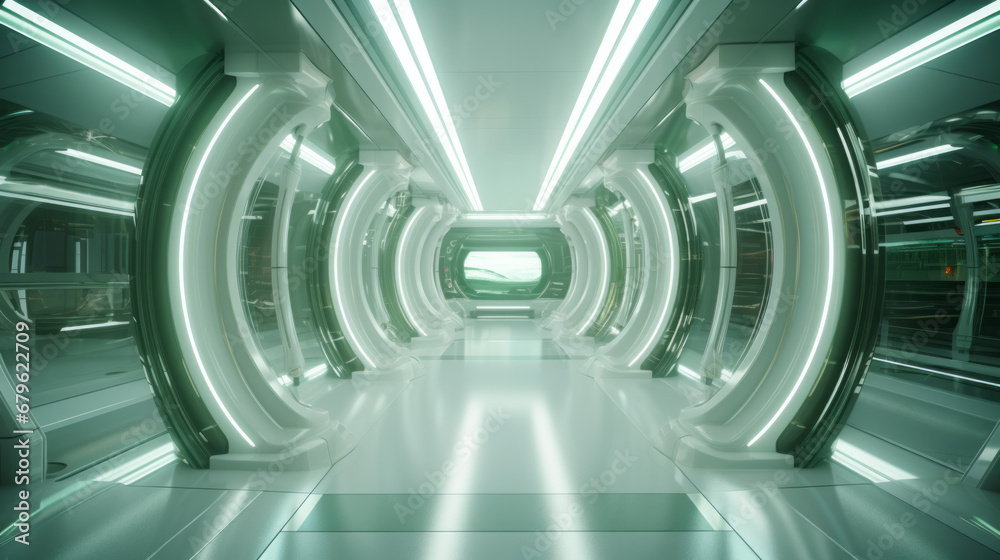 Empty silver futuristic tunnel. Technology Design. Empty silver futuristic tunnel. Technology Design.