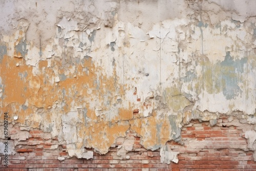 brick wall with dilapidated plaster texture