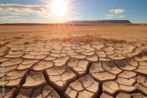 drought affected cracked earth under a harsh sun