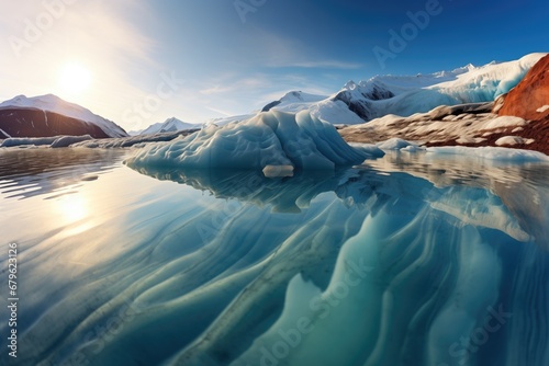 melting glacier in bright sunlight