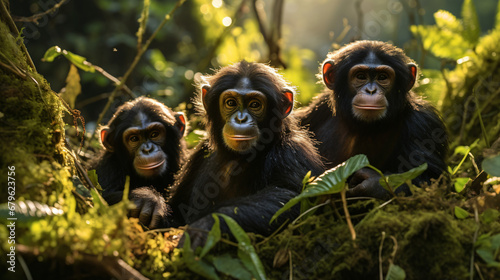 Habituated chimpanzees in Kibawe National Park Uganda