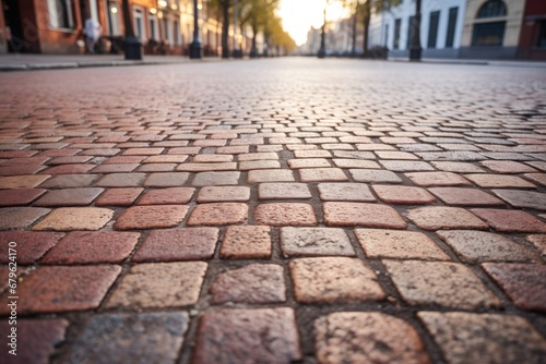 freshly laid brick pavement