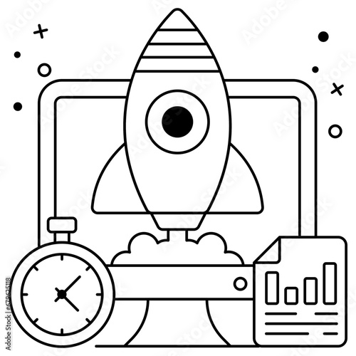 Modem design icon of system startup 

