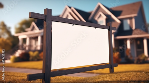 Generative AI, Real estate street sign or banner mock up, for sale blank photo