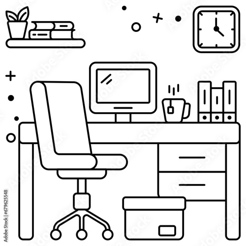 A linear design icon of workspace 

