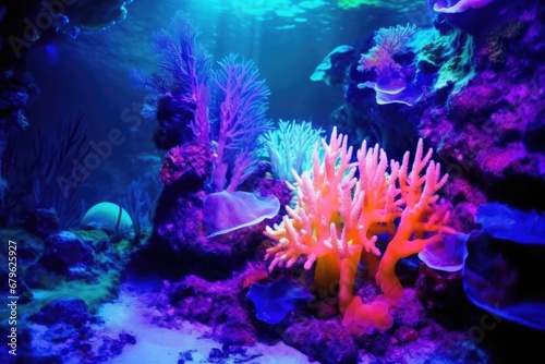 neon-coloured coral glow under a uv light underwater © Alfazet Chronicles