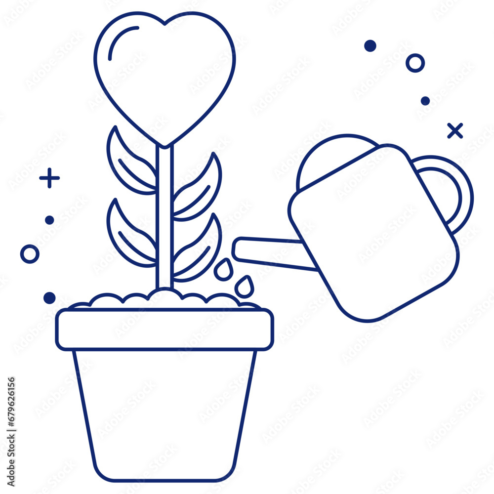 A linear design icon of love growth
A linear design icon of love growth