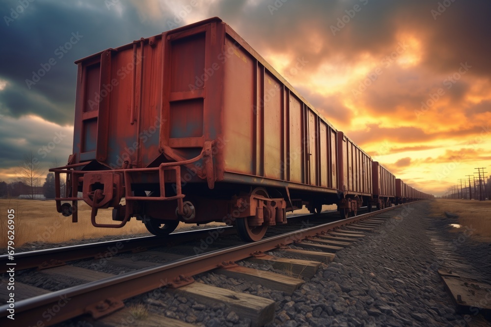 railway wagon with locked cargo doors railway wagon with locked cargo doors