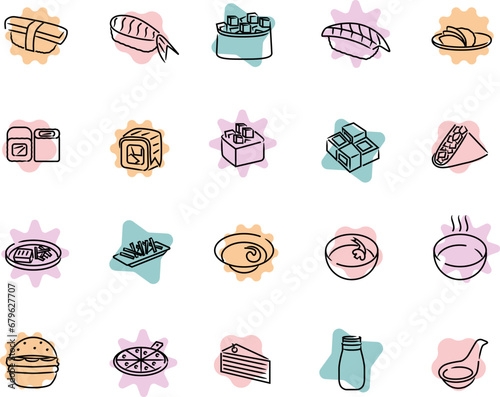 set of icons for restaurant and cafe sushi