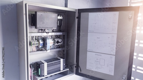 Canvas-taulu Instalalation of Electrical panel for data smart  logger control and monitoring solar panel in industry consummer