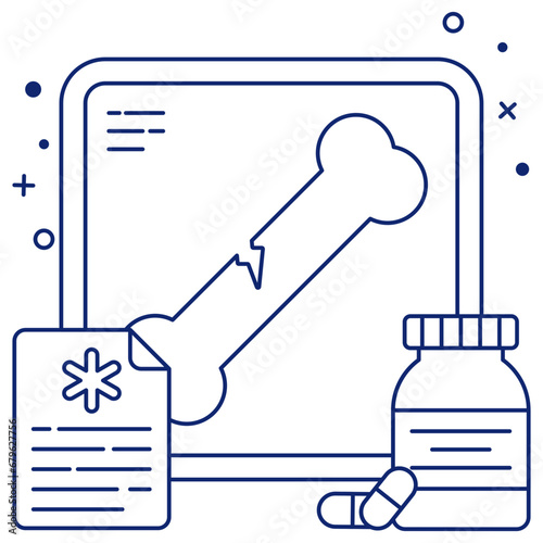 A flat design icon of broken bone 

