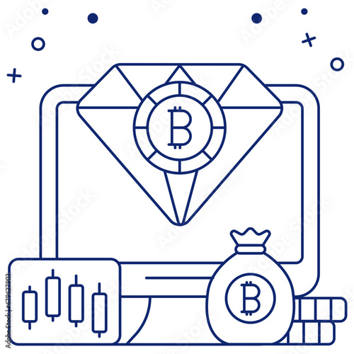 Creative design icon of bitcoin diamond 

