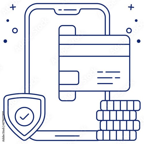    Card inside smartphone, icon of mobile card payment 

