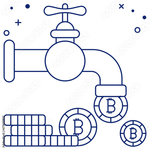 An editable design icon of bitcoin faucet 

