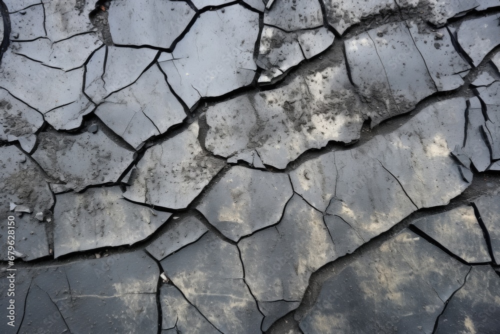 Obraz premium cracked black paint on a concrete surface