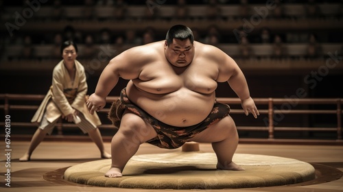 sumo fighters in the arena will compete