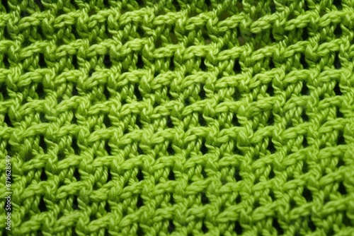 macro shot of a green crochet dishcloth texture