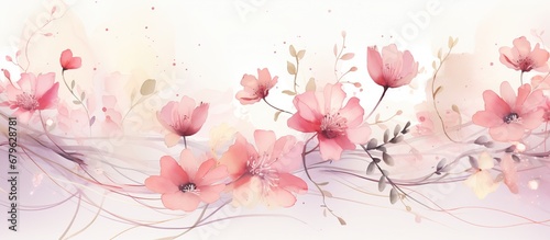 Elegant pink flower with watercolor style for background and invitation wedding card