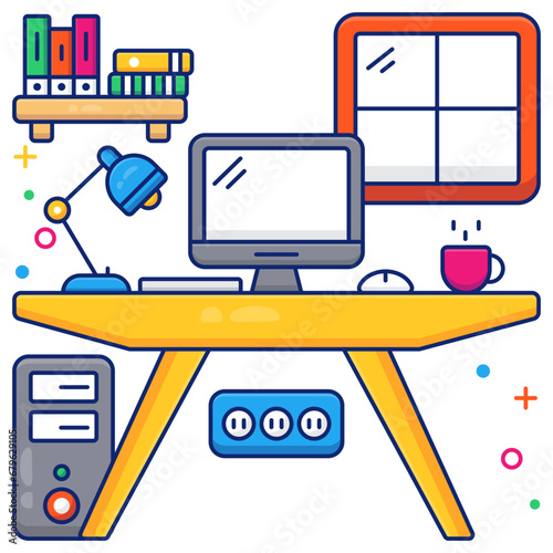 An eye catching design icon of workroom 

