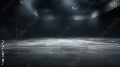 dark concrete wall and floor background © Yuwarin