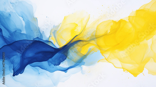 blue and yellow watercolor stroke design decorative background