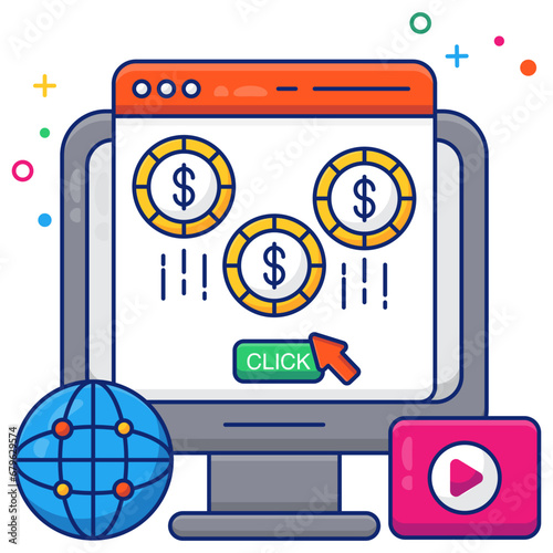 Conceptual flat design icon of pay per click


