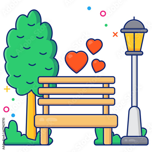 Editable design icon of dating bench 

