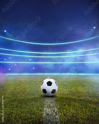 textured soccer game field with smoke - center, midfield © Igor Link