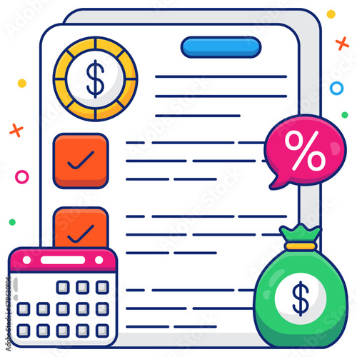 Editable design icon of financial list 


