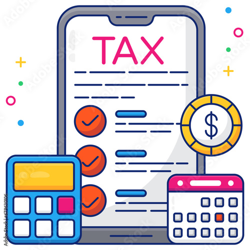 Modem design icon of mobile tax schedule 

