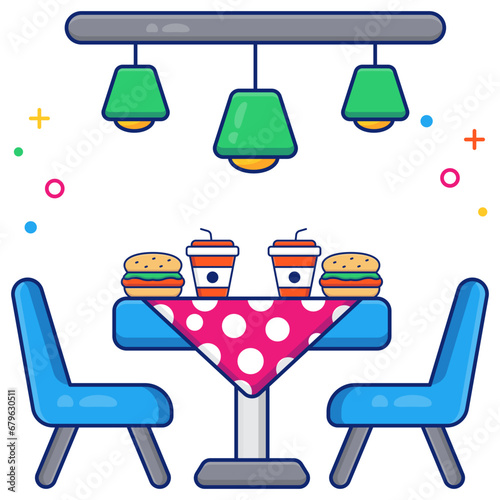 Trendy vector design of restaurant table

