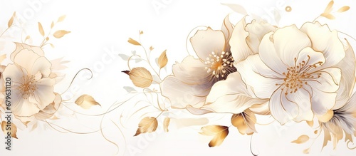 Elegant ivory flower with watercolor style background and invitation wedding card  AI generated