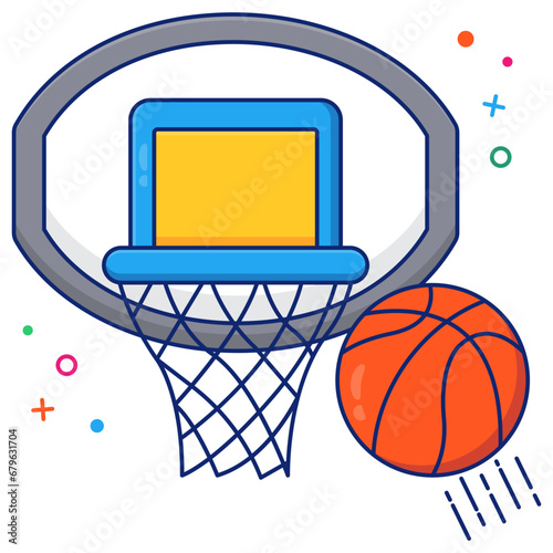 Basketball goal icon in editable style

