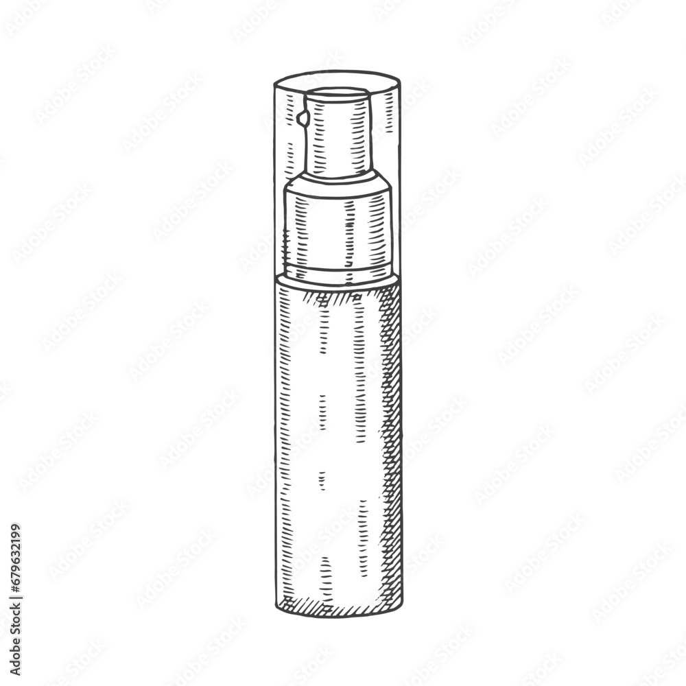 Hand drawn foundation cream, tonal fluid in sketch style. Doodle engraving cosmetics. Vector makeup illustration with hand made lettering Hand drawn foundation cream, tonal fluid in sketch style. Doodle engraving cosmetics. Vector makeup illustration with hand made lettering