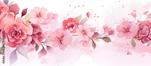 Elegant flower with watercolor style for background and invitation wedding card  AI generated image