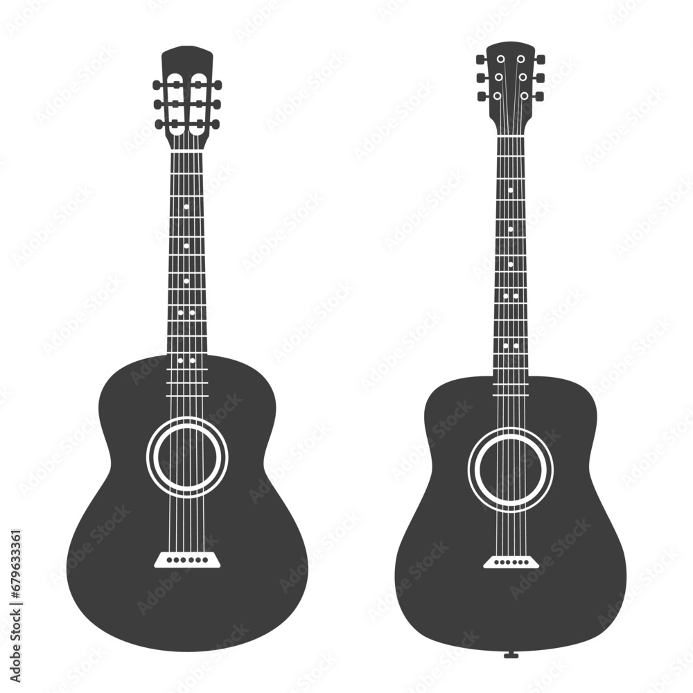 Obraz premium Guitar set. Vector flat illustration. White background.