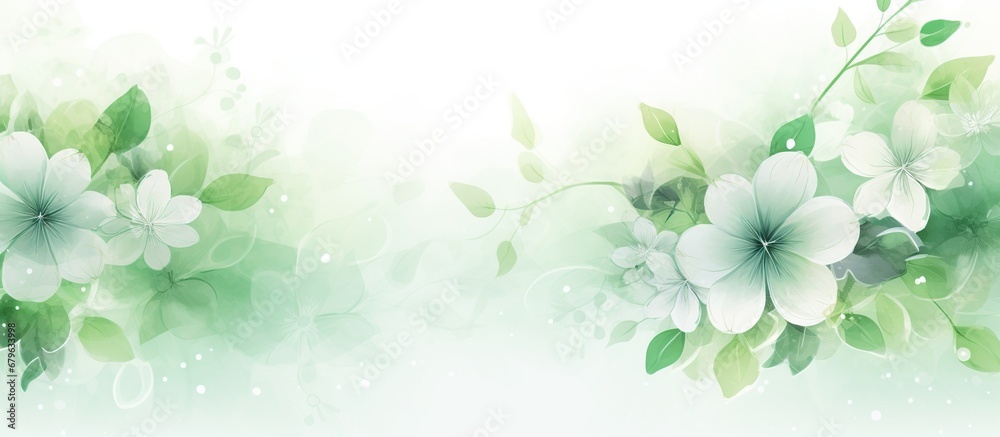 Elegant green flower with watercolor style background and invitation wedding card, AI generated