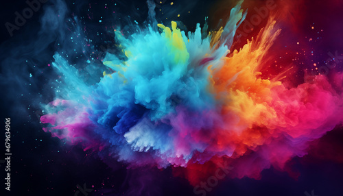 Explosion of colorful powder. Minimalistic wallpaper. Concept of art and outburst of creativity. 