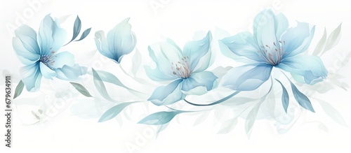 Elegant cyan flower with watercolor style for background and invitation wedding card #679634911