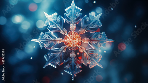 Beautiful snowflakes close up. Details, ornament, lines, ice, macro.Christmas background. © Boris