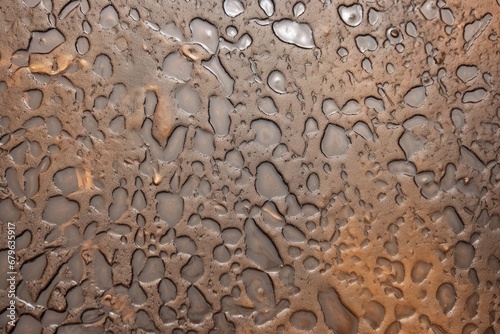 dewdrops on muddy surface