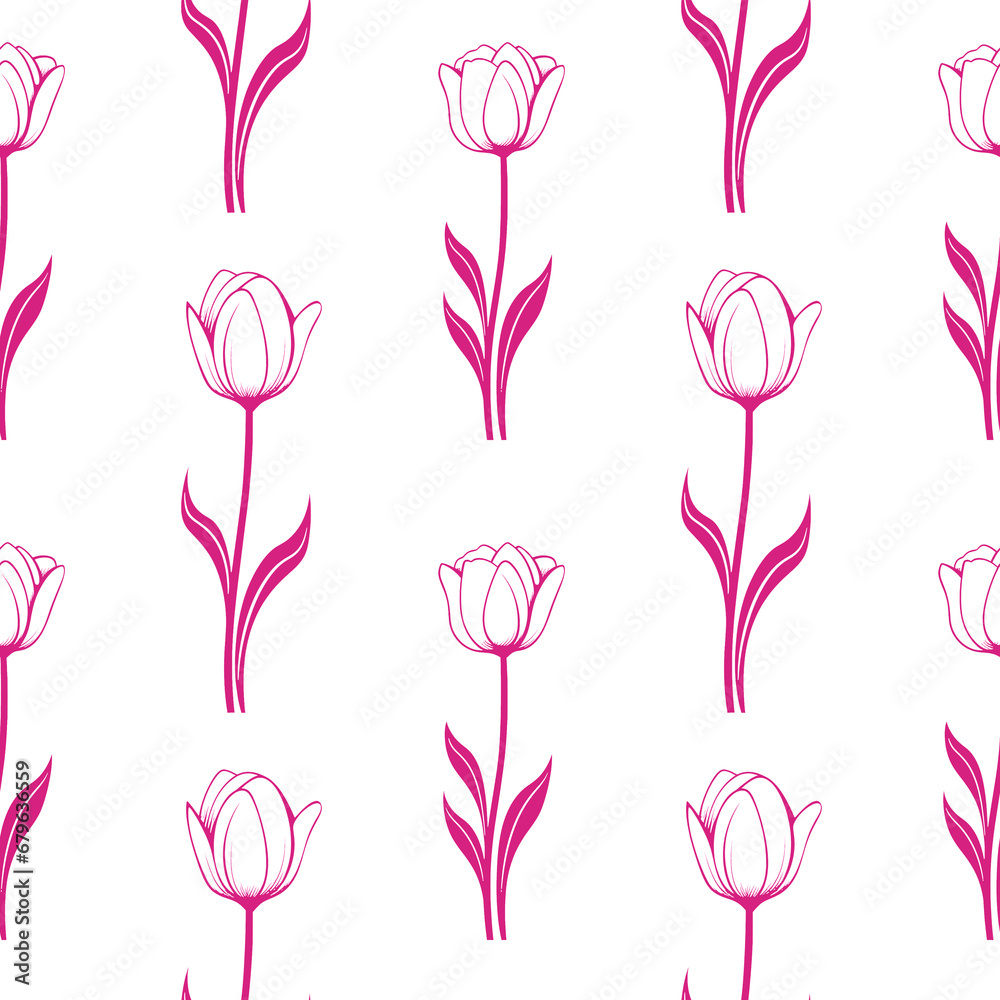 Floral botanical texture pattern . Seamless tulip flower pattern can be used for wallpaper, pattern fills, web page background, surface textures.